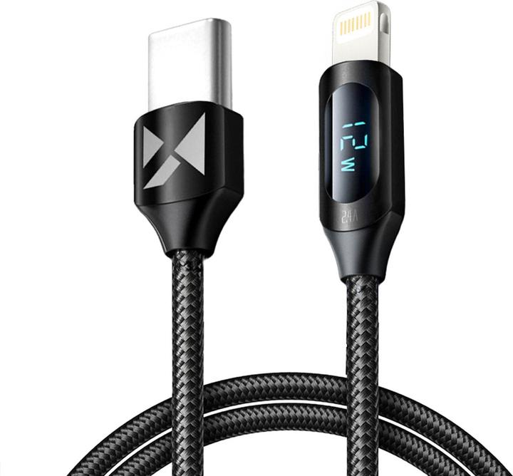 Image du produit Wozinsky Câble USB-C - Lightning WUCLC1 avec écran LED 36W 1m - noir (1 m, USB 2.0, 36 W)