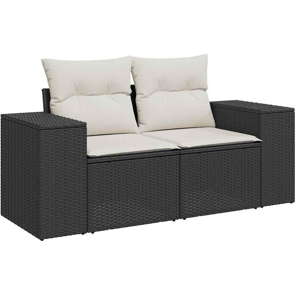 Thumbnail - VidaXL, Gartenlounge, 7-tlg. Garten-Sofagarnitur mit Kissen Schwarz Poly Rattan