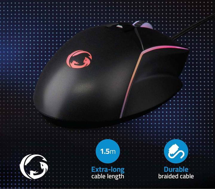 Actual product image Nedis Gaming Mouse | Wired | 800 / 1200 / 2400 / 3200 / 4800 / 7200 dpi | Adjustable DPI | Anz (Cable)