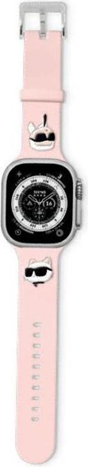 Karl Lagerfeld Pasek KLAWMSLKCNP Apple Watch 38/40/41mm różowy/pink strap 3D Rubber Karl&Choupette H (Premium Silicone)