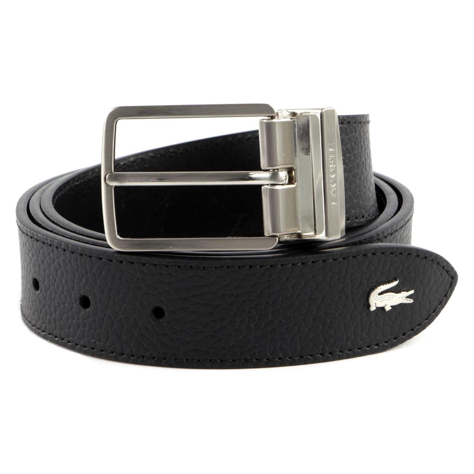 Lacoste, Herren, Gürtel, Elegance Curved Stitched Edges, Schwarz