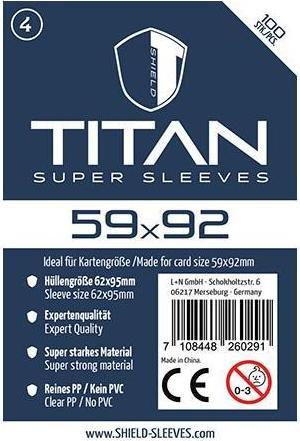 Shield Sleeves 1024472 - Titanium - 100 Super Sleeves for card size 59 x 92  mm