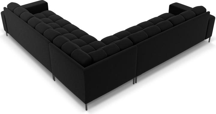 Actual product image Cosmopolitan Design Velvet Symmetrical Corner Sofa, "Bali", 6 Seats, Black, 256x256x75 Made in Europe (Corner sofa)