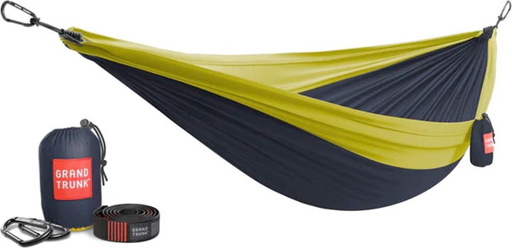 Grand Trunk Double Deluxe Hammock w/Straps (navy/chartreuse)