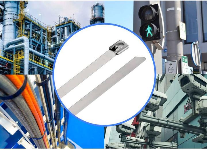 Produktbild Tru Components TC-12656572 Stahlkabelbinder 290 mm 7.9 mm AISI 316 100 St. (Metallkabelbinder, 290 mm, 100 Stk.)