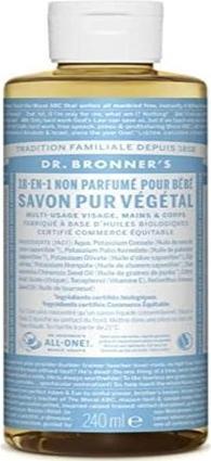 Actual product image Dr. Bronner's Pure Vegetable Soap Non-Fragrance for Baby 240ml (Liquid soap, 240 ml)
