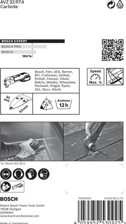 Produktbild Bosch Professional Zubehör EXPERT Sanding Finger Coarse AVZ 32 RT4 Schleifplatte für Multifunktionswerkzeuge, 32 x 50 mm (40)
