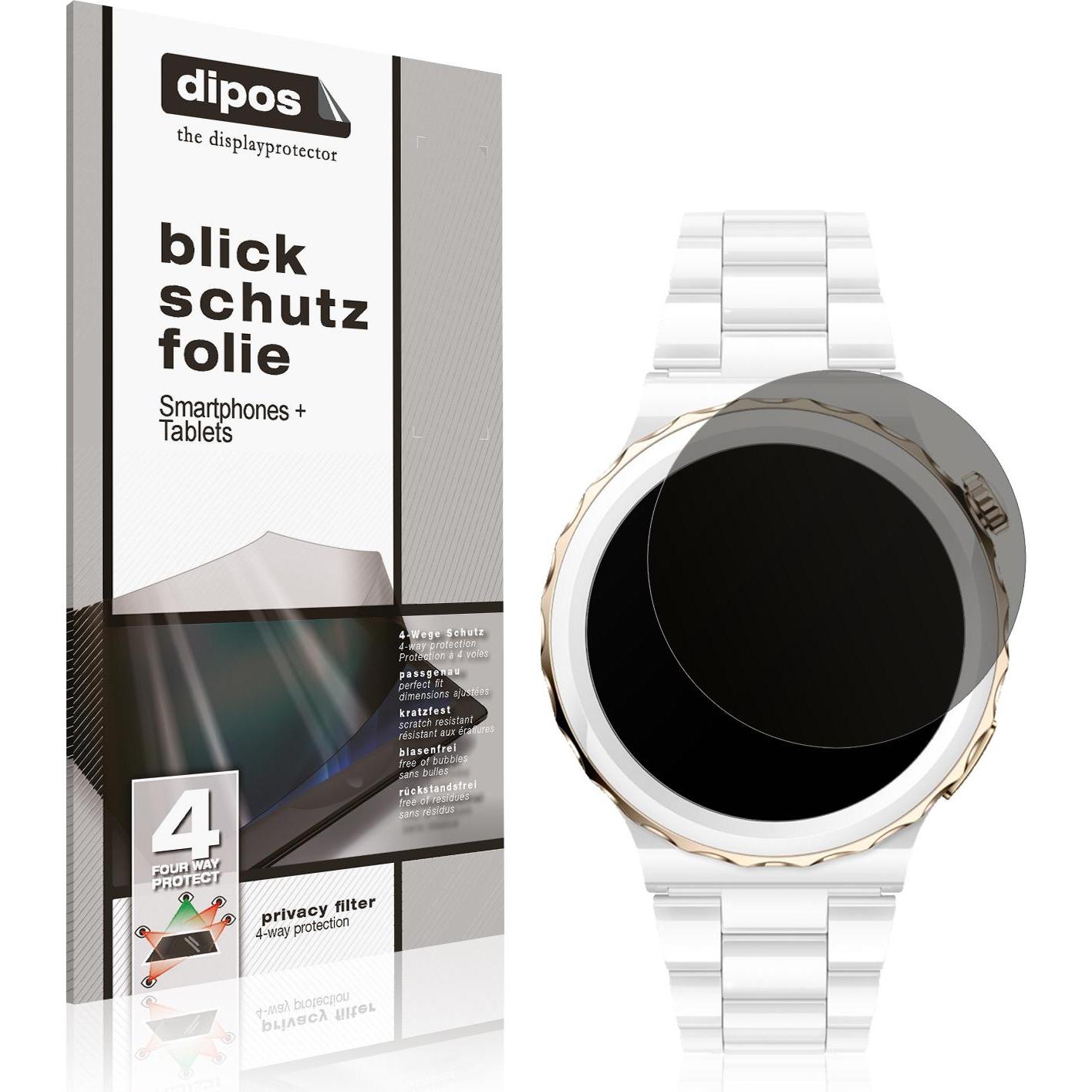 Dipos Blickschutzfolie 4-Way Privacy, Smartwatch Schutzfolie, Transparent