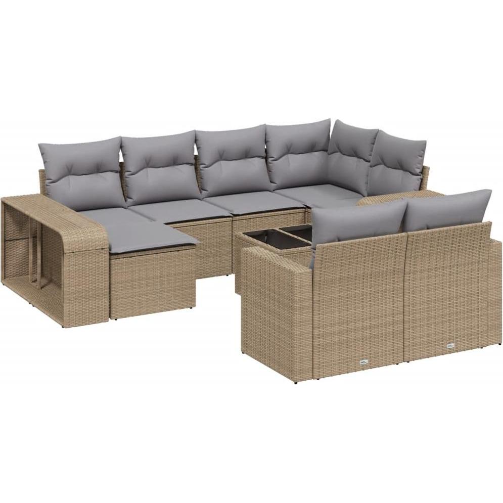 VidaXL, Gartenlounge, 10-tlg. Garten-Lounge-Set mit Kissen