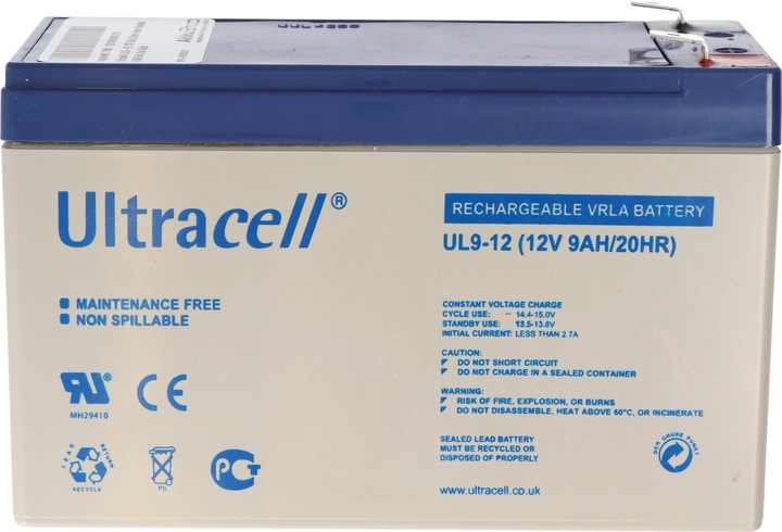 Produktbild Ultracell UL9-12 12V 9Ah 6,3mm Faston Bleiakku AGM Blei Gel Akku (12 V, 9 Ah)