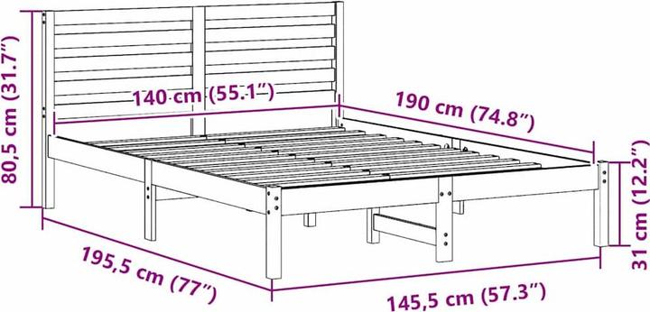 Produktbild vidaXL Plattformbettgestell (140 x 190 cm)