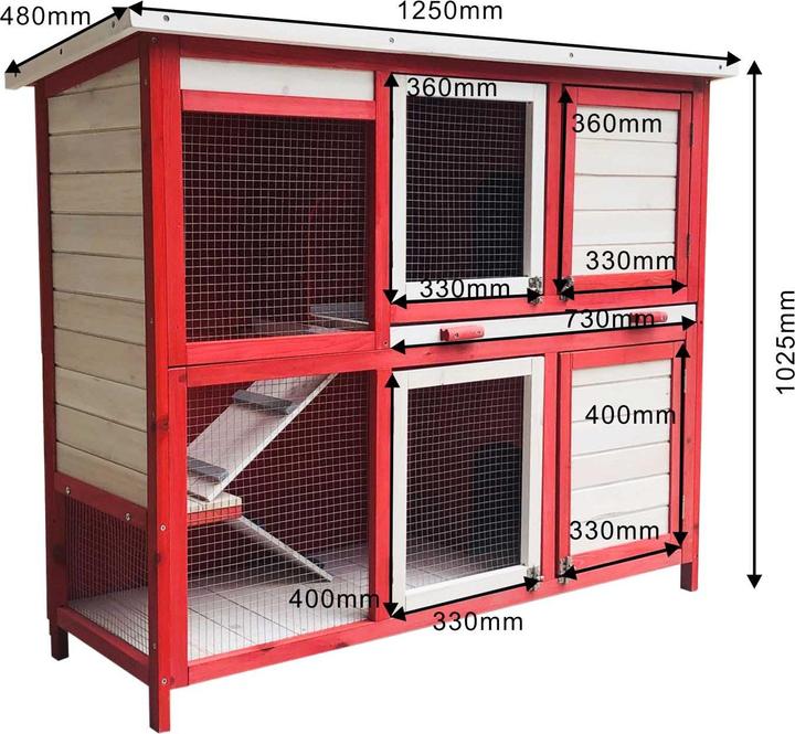 Wiltec Rabbit hutch 1175x410x1000mm rabbit hutch rabbit cage rabbit cage wood