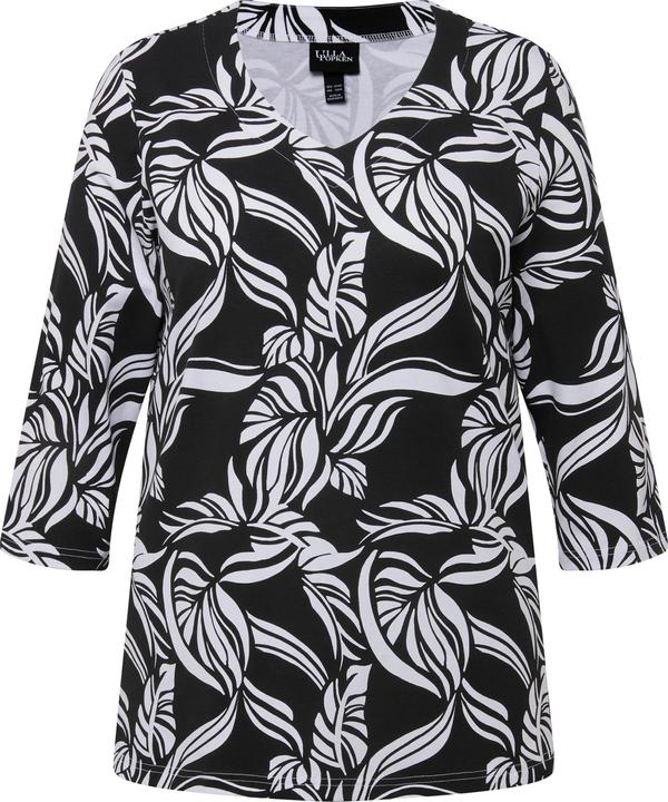 Immagine prodotto Ulla Popken T-shirt classica con foglie, scollo a V e mezze maniche (46, 48)