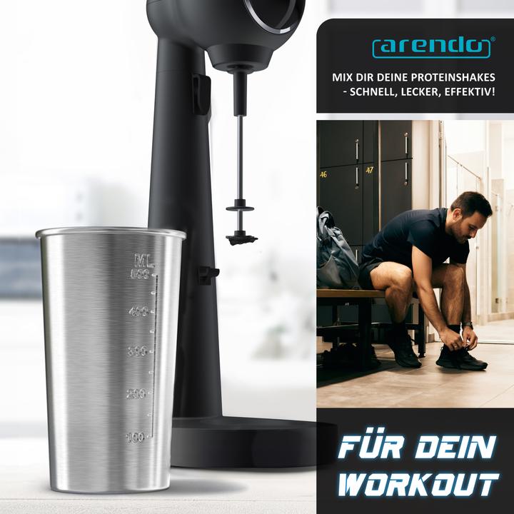 Produktbild Arendo Getränkemixer mit Mixbecher für Protein Shakes oder Cocktails, 22.000 U/min, 500 ml Volumen, schwarz (100 W)