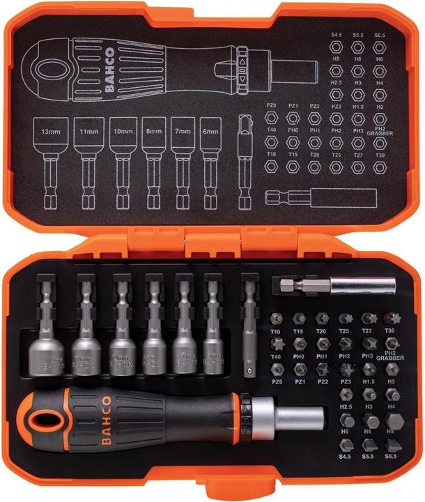 Actual product image Bahco 59/s36bcr Ratcheting Coloured Bit Set, 36 Piece