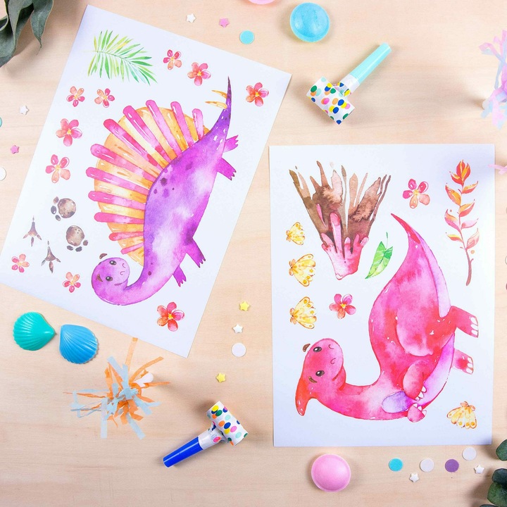 Image du produit Papierdrachen Autocollants muraux - Dinosaures - Set 5 (22 x 30 cm)