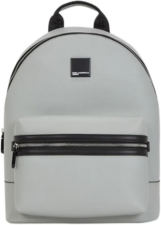 Actual product image Karl Lagerfeld Box Logo Backpack with Adjustable Straps and Front Zipper Pocket