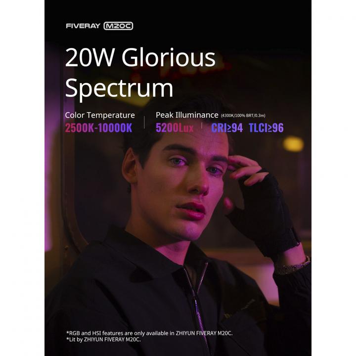 Actual product image Zhiyun Fiveray M20C RGB