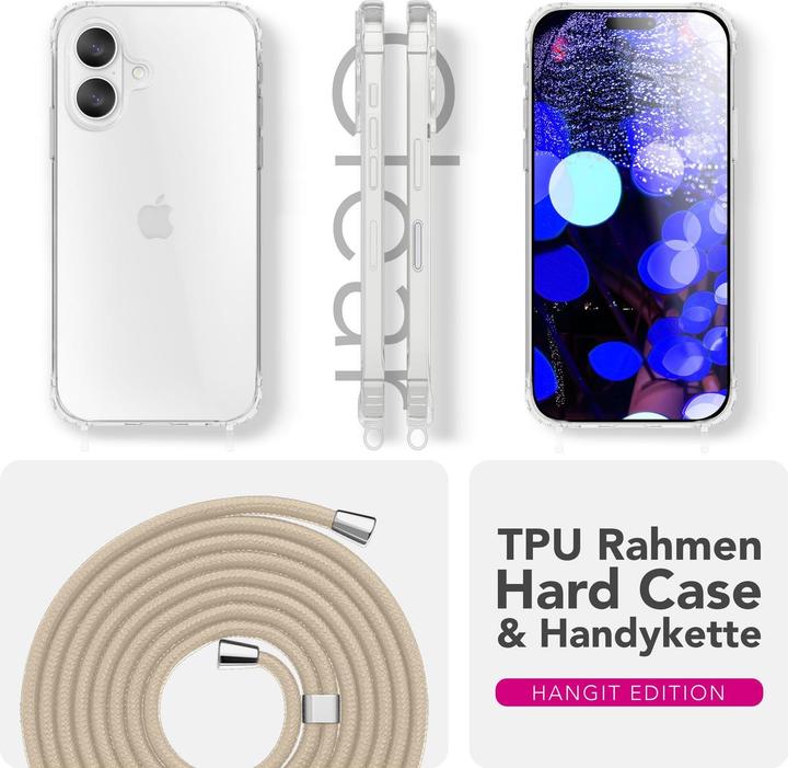 Produktbild Nalia Cover "Hangit" - Klare Hülle mit Band zum Umhängen, 160cm Handy Kette - Wearable Phone Case