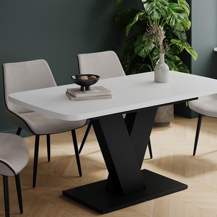 Actual product image Vicco Dining table Fenaro, White/black/Black, 120 x 80 cm extendable (120 x 80 x 77.40 cm)