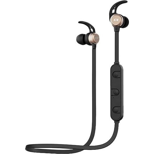 Qoltec 50842 BT 5.0 JL wireless headph (150 h, Kabellos), Kopfhörer, Gold, Schwarz