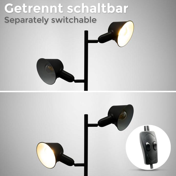 Image du produit B.K.Licht Lampadaire, noir, 2xLE27 excl. / max.10W (E27)