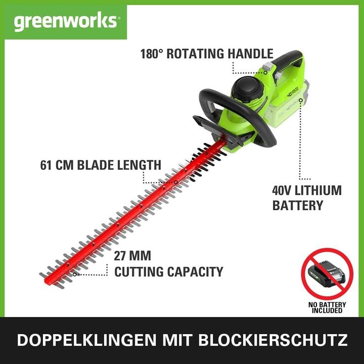 Image du produit Greenworks Hedge Pruner 40V g40ht61 (tool only) (Fonctionnement sur batterie)