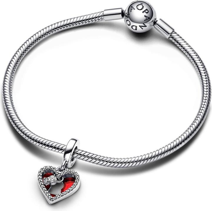 Immagine prodotto Pandora Ciondolo doppio con cuore rosso e buco della serratura (Argento 925, Smalto)