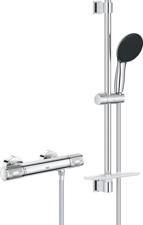 Grohe Precision Feel QuickFix Thermostat-Duscharmatur und Vitalio Start 110 Brausestangenset, Länge 600mm