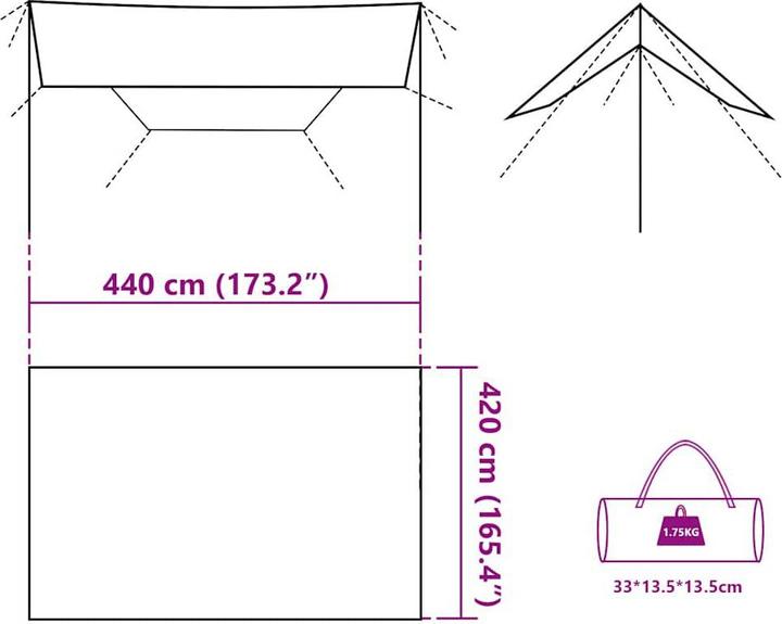 Image du produit vidaXL Campingplane (Tarp abri de camping, 1.75 kg)