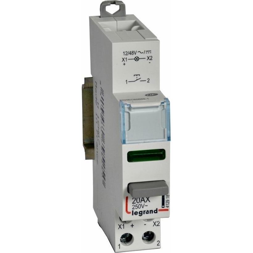 Legrand Modularer Taster 20A 1Z mit LED-Lampe 12, Taster + Schalter, Grün
