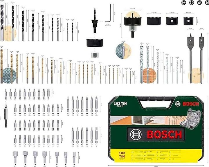 Produktbild Bosch Home & Garden V-Line Box, Bohrer- und Bit-Set, 103-teilig, Kegelsenker, Bithalter (3 mm, 4 mm, 5 mm, 6 mm, 7 mm, 8 mm, 10 mm)