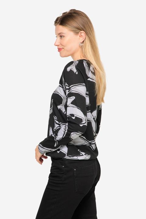 Immagine prodotto Laurasøn T-shirt con stampa con balena, scollo a girocollo, maniche lunghe, orlo elastico e OEKO-TEX (L)