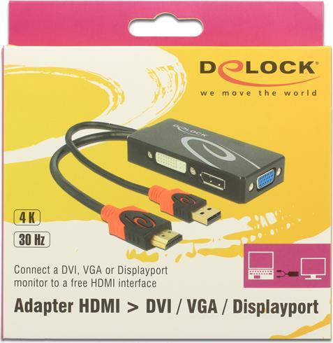Actual product image Delock Adapter HDMI plug (DP, DVI, VGA, 16 cm)