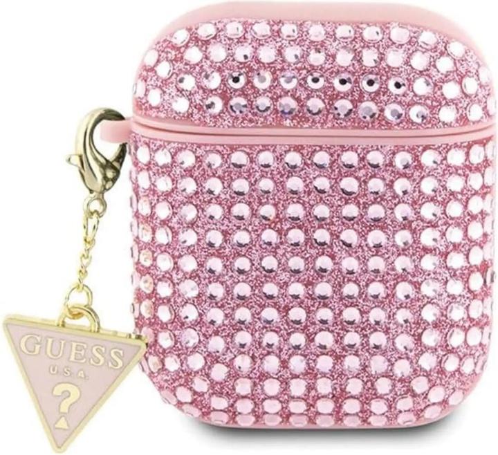 Produktbild Guess GUA2HDGTPP AirPods 1/2 cover różowy/pink Rhinestone Triangle Charm (Kopfhörer Hülle)