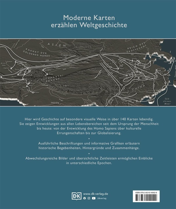 Immagine prodotto Die Geschichte der Welt in Karten (Tedesco, Derek Harvey., Peter Chrisp, Joel Levy, Sally Regan, Dr Kay Celtel, Filippo Wilkinson, Jeremy Harwood, David Summers, Simon Adams, Reg G. Grant, Philip Parker, 2024)