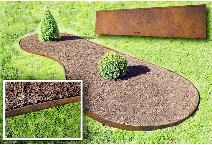 Produktbild Green Split 10er Set Rasenkante Cortenstahl 70 cm lang, 13,5 - 18,5 cm hoch, Beeteinfassung, Beetumrandung - Met (70 cm)