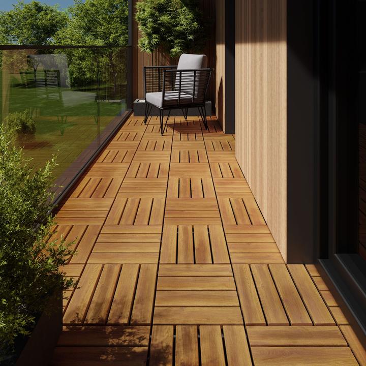 Actual product image tectake 20er Set Terrassenfliesen Tabula Akazienholz, je 4 Lamellen (20 x)