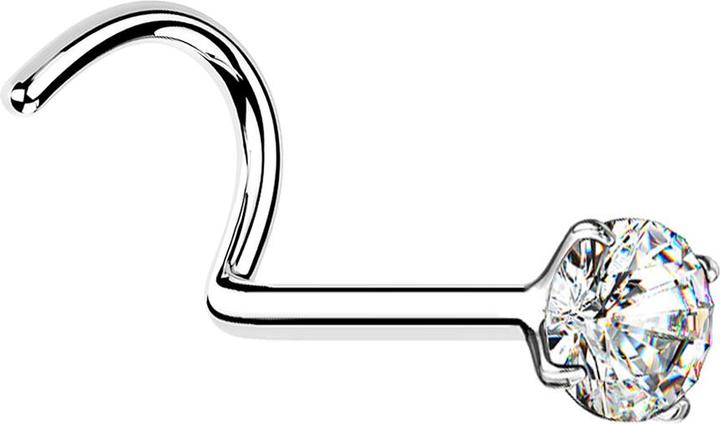 Produktbild Star Piercing Nasenstecker gebogen silber runder Kristall silber gefasst (ohne Messing, 925 Sterlingsilber)