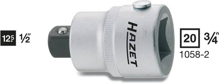 Produktbild HAZET Reduzierstück 1058-2 ∙ Vierkant20 mm (3/4 Zoll) ∙ Vierkant 12,5 mm (1/2 Zoll) (20 mm)