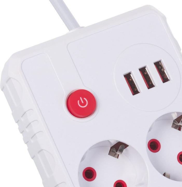 Actual product image Maclean Multiple socket outlet, extension cable, 2 sockets + 3 USB ports (5x, USB-A, 1.50 m)