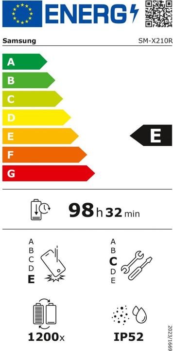 Energy Label Samsung Galaxy Tab A9+ (2025) (WLAN only, 11", 256 GB, Graphites)
