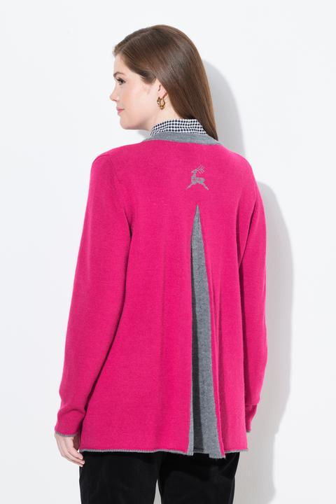 Produktbild Ulla Popken Long-Strickjacke, Hirsch-Stickerei, A-Linie, Stehkragen (42, 44)