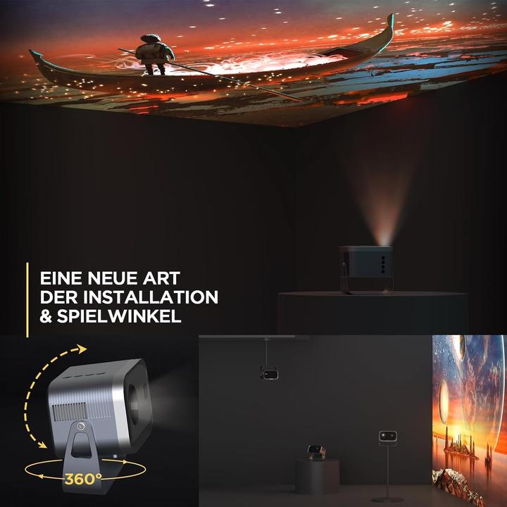 Actual product image Jimveo Mini Beamer mit 360° Rotation & Elektro-Fokus (25000 lm)