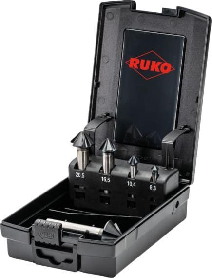 Actual product image Ruko Countersink set 90 ° ULTIMATECUT 4S 6.3-25.0 mm HSS-Co5 RUnaTEC RUnaTEC 5-piece plastic case (6,3, 10.4 mm, 20.5 mm, 16.5 mm, 25.0 millimetres)