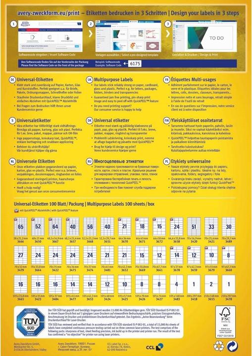 Image du produit Avery Étiquettes universelles