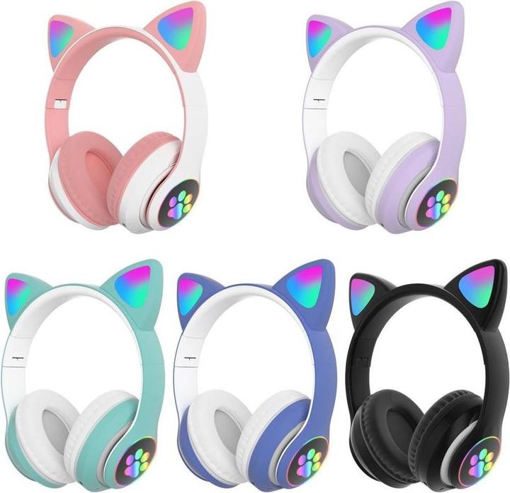 Actual product image Protect LED-Bluetooth-Kopfhörer für Kinder / Katzenohren, Blau