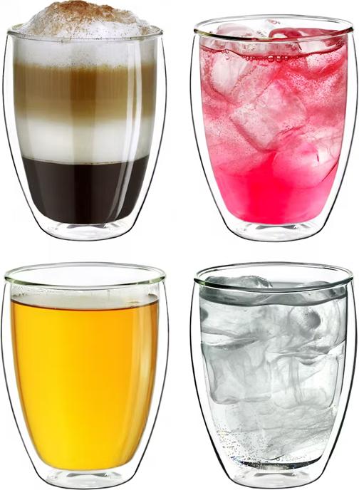 Actual product image Creano Thermos Glass Thermos Mug Gift Set for Hot and Cold Drinks 250 ml No.2 (250 ml, 4 x)