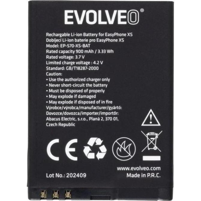 Evolveo Originalakku für EasyPhone ID/EG/XS EP-400/550/570 / 900 mAh (EP-570-XS-BAT)