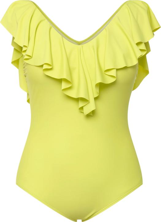 Image du produit Ulla Popken Maillot de bain une pièce à volant, décolleté en V, bonnets souples (48)